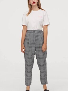 H&M Gray Plaid High-Rise Tapered Trousers (see actual photo for specific pattern